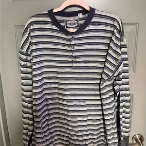 Men's Striped Long Sleeve Henley Shirt
